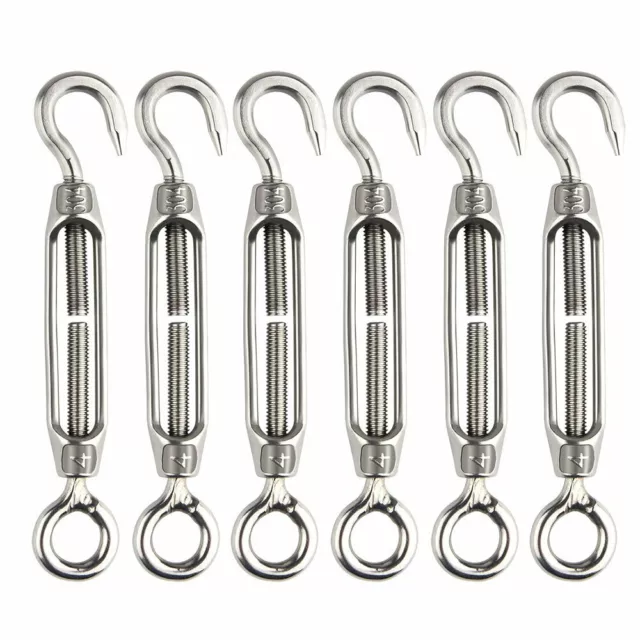 AKORD 6pcs Turnbuckle Wire M4 Stainless Steel Adjustable Turnbuckle Hook