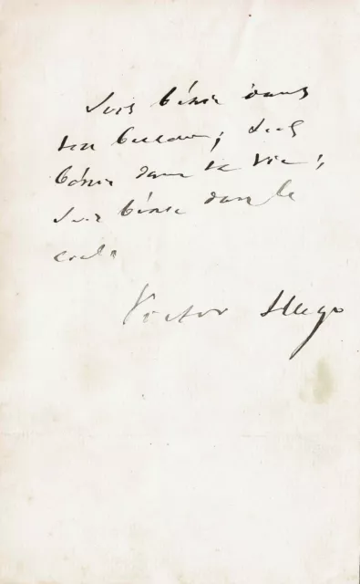 Victor HUGO - Manuscrit autographe signé. " Sois bénie dans ton berceau ..."