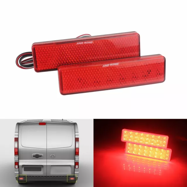 2x LED Bumper Reflector Rear Fog Signal Light For Renault Master Trafic Red Lens