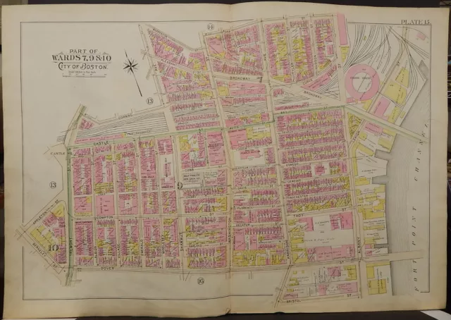 Massachusetts City of Boston Map Ward 7 9&10 G.W. Bromley 1895 Dbl Pg U2#45