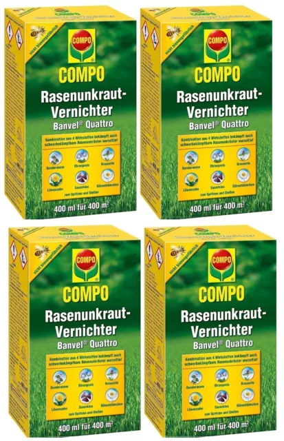 Désherbant pelouse Herbicide jardin Gazon vert Mauvaise Herbe concentré 4X 400ml