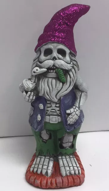 Spooky Evil Skeleton Zombie Gnome Halloween Garden Decoration 8” Glitter Hat