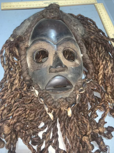 Dan Mask with Cowries and Rope Beard African mask great size OFFERS #12