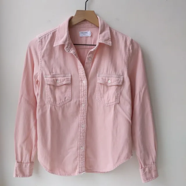 Frame Denim Button Front Shirt Light Pink Women's Size XS