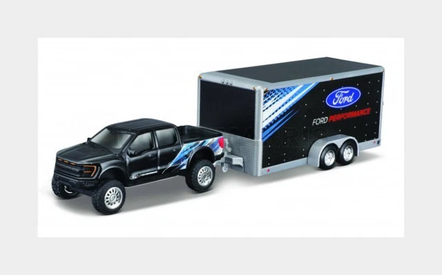Voiture Miniature Maisto 1:64 Ford F-150 Raptor Avec Remorque Et SVT Cobra 1993