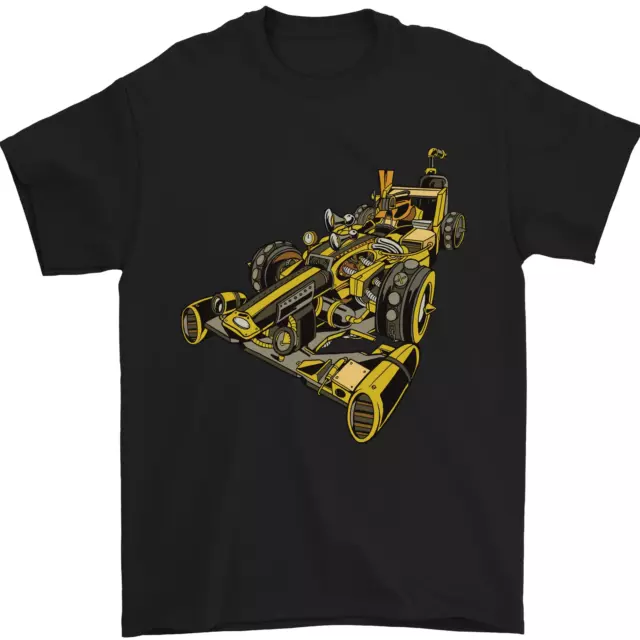 Steampunk Coche de Carreras Hombre Camiseta 100% Algodón