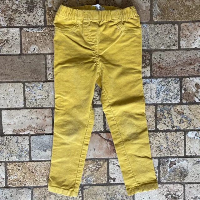 Mini Boden Girls Yellow Corduroy Leggings Size 4 EUC