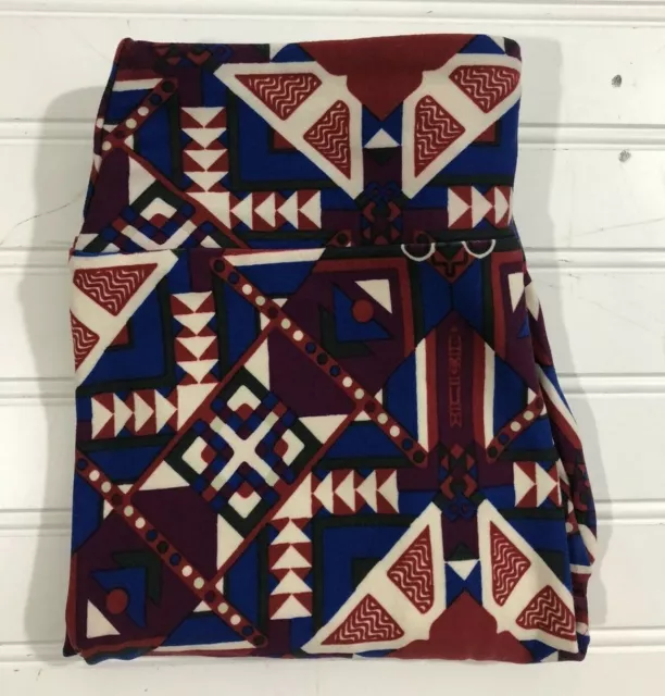 New Lularoe One Size OS Leggings Shapes Geometric Blue Red Womens Size 2-10