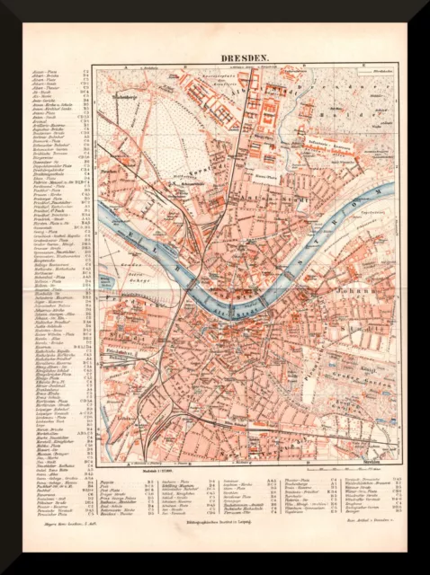 +Dresden+ historischer Stadtplan 1895 +Elbflorenz, Neustadt, Kasernen+