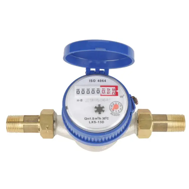 15Mm 1/2 Inch Cold Water Meter with Fittings for Garden & Home Usage, Water Mete