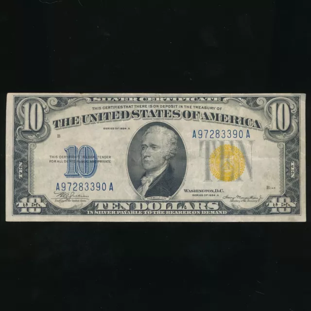 1934 A Silver Certificate Ten Dollars $10 ~ Nicely Circulated~ Ships Free! Inv:1