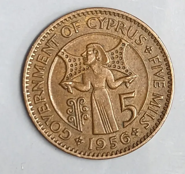 1956 CYPRUS Five Mills Coin (C2273)