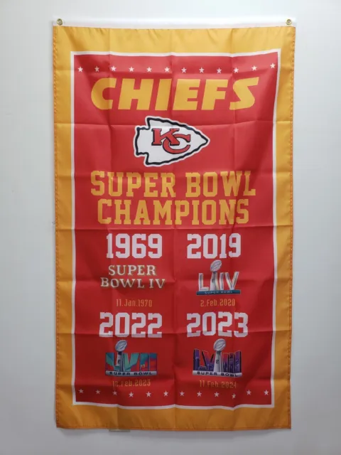 Kansas City Chiefs Super Bowl Championship Banner 5ftx3ft Flag Banner NFL 🔥🔥