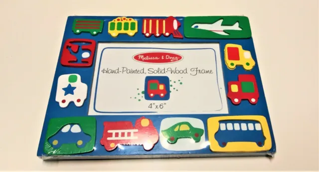 Melissa & Doug Picture frame 4x6 Transportation Hand Painted Solid Wood NEW