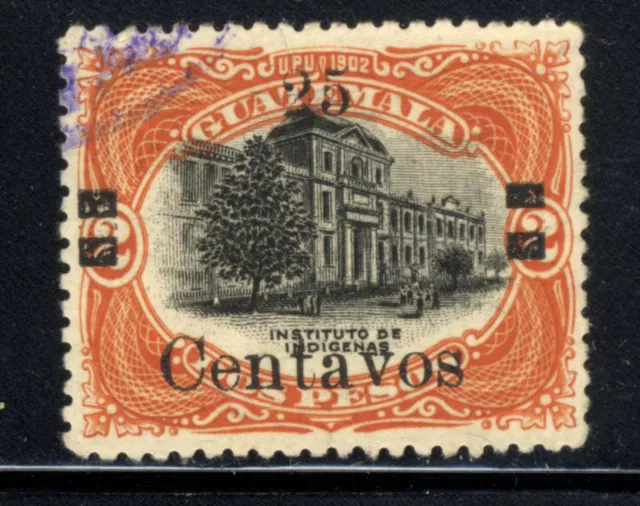 1920 Guatemala 🦜Early Issue Fine Used 25c. 168 A37 25c on 2p (Bk)