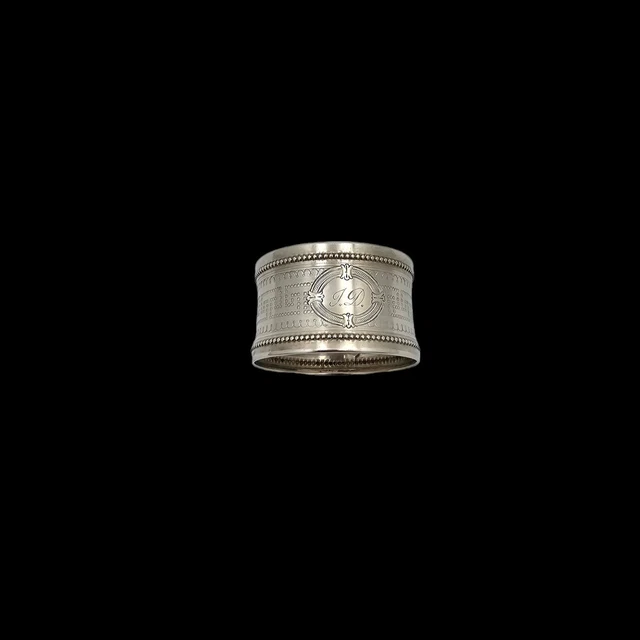 Rond De Serviette Monogramme AC En Argent Massif Sterling - 35 Grammes