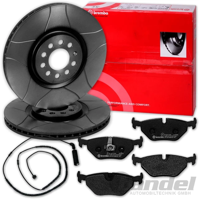 DISCHI FRENO FESSURATI BREMBO + PASTIGLIE POSTERIORI adatti per BMW Serie 3 E46