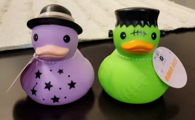 Target 2023 Halloween Rubber Ducks Purple Witch Green Frankenstein Lot of 2 NEW