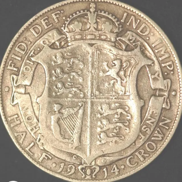 Pre 1947, 925 Silver-Halfcrown 1914 George V Silver