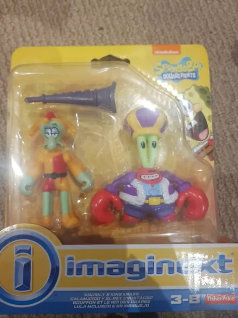 Imaginext spongebob squarepants mr krab squidward Fisher Price RARE 2016