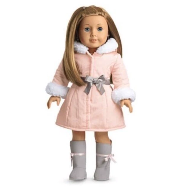 American Girl PRETTY PINK COAT SET coat, boots, charm.  Doll not included