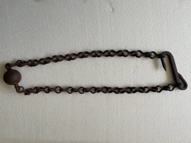 Old Vintage Rare Hand Forged Unique Design Rustic Iron Lamp Chain With Hook