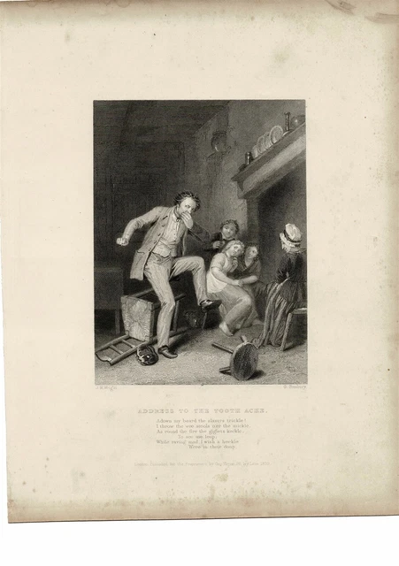 Address to the Tooth Ache, Wright, R Burns Book Illustration (Print), c1840