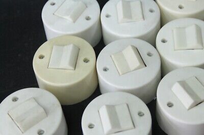 Old Change-Over Rocker Switch White Round Exposed Light Switch Ap GDR 2