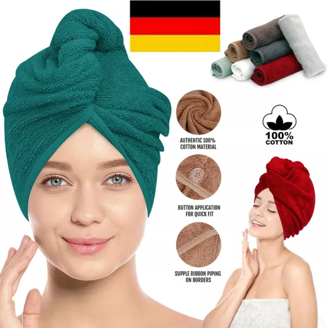 Haartrocknendes Turban-Handtuch, 100 % Baumwolle, schnell trocknender Kopfhut DE