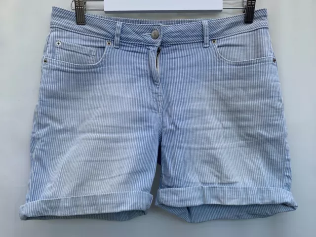 Shorts Next size 12 boy short mid rise blue white stripe W34" cotton blend women