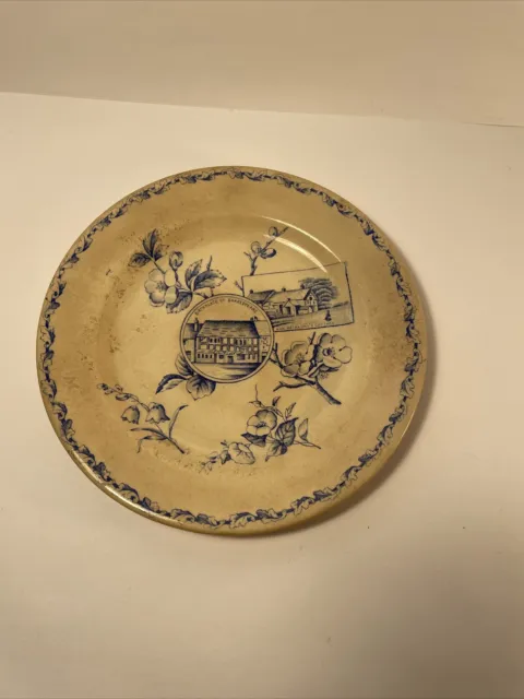 W H Grindley & Co Tunstall Shakespeare Blue Transfer Ware 8 3/4" Plate Antique