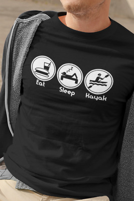 Eat Sleep KAYAK T-Shirt Mens Organic Cotton Christmas Gift KAYAKING kayaker