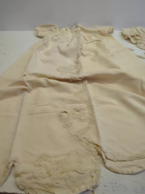 Antique Victorian Edwardian Cotton Baby Christening Gown Dress Lace & Embroidery 3