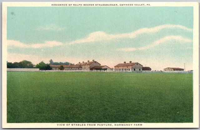 Postcard View Of Stables From Pasture, Normandy Farm Gwynedd Valley, Pa.
