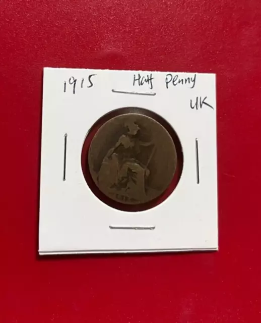 1915 Half Penny Uk Coin - Nice World Coin !!!