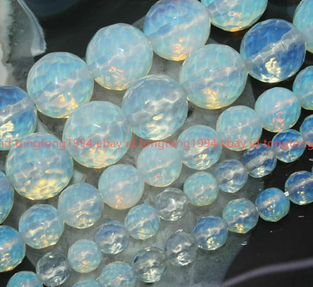 Facettiert 6/8/10/12/14mm Weiß Mondstein Edelstein Runden Lose Perlen 15 Zoll