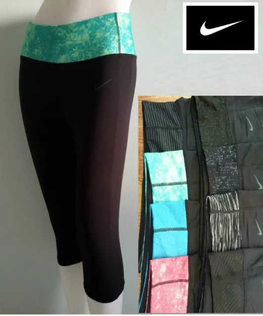 NIKE Dri Fit Legend Tight Crops Capri Running Yoga Gym Pants Women Turquoise S