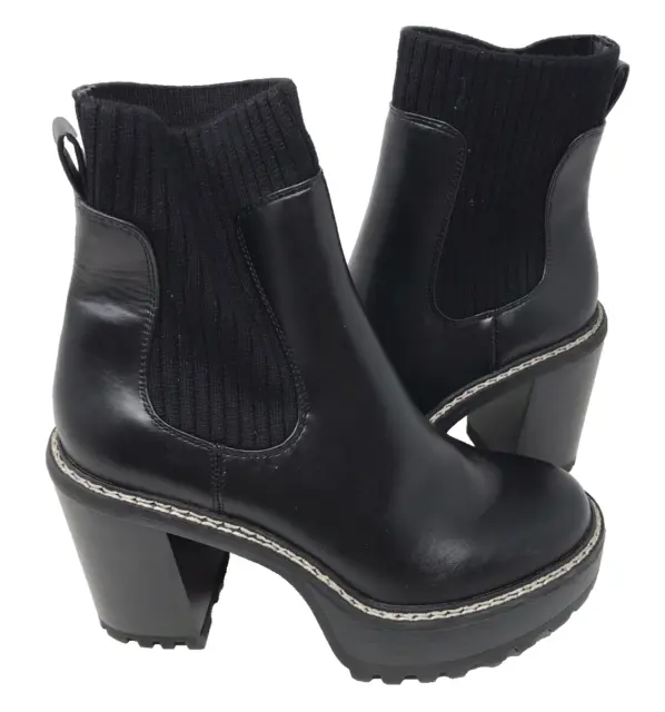 Madden Girl Women's Kayden Black Pull On Stacked Heel Boots Size:9.5 91RS