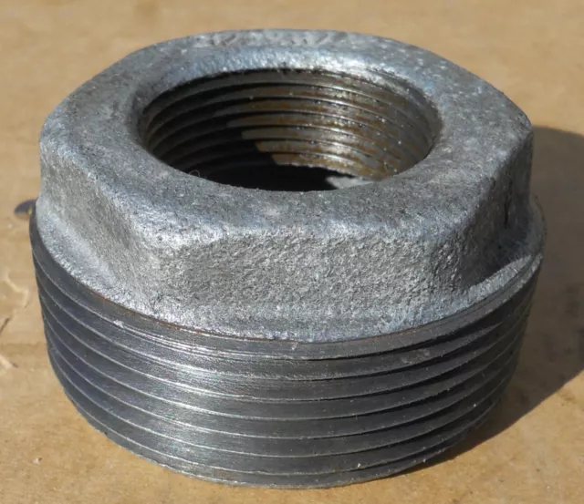 2-1/2" X 1-1/2" Bushing Galvanized Malleable Iron Hex Bush Mpt X Fpt