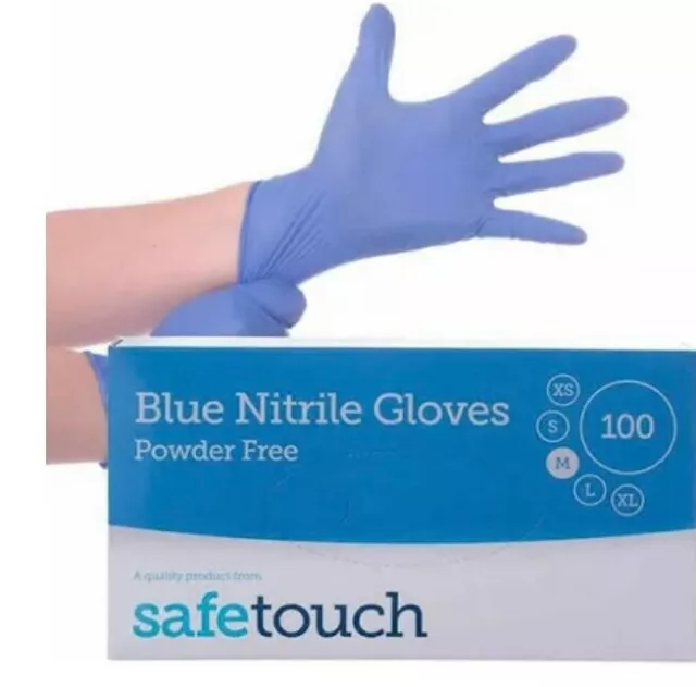 Strong Blue Nitrile Gloves Disposable  Powder & Latex Free Medical Tattooist 100