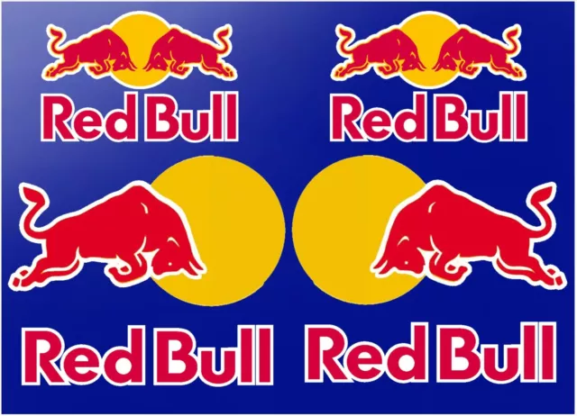 Red Bull (Large 15cm Set) Stickers x6 No Background design, Motor Bike, Car etc