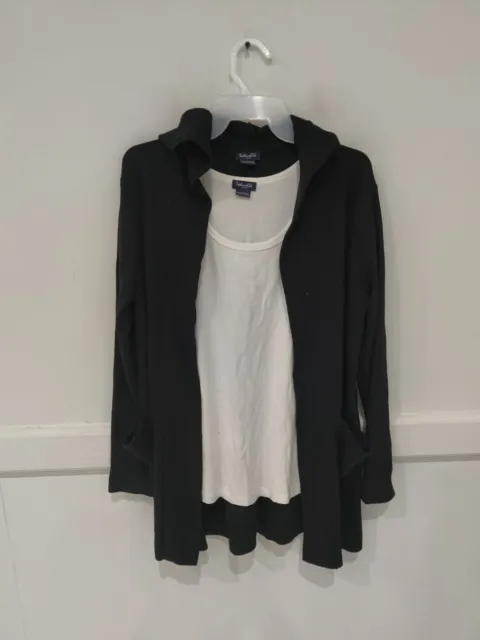 NWoT Splendid Women's Hoodie Cardigan w/Tank Top Black/White Size S $80 YY032