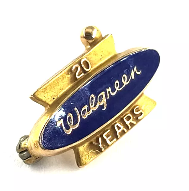 10K Gold WALGREENS 20 Years Employee Service Award Lapel Pin Hat Tie Pharmacy