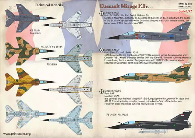 Print Scale 72373 1:72 Dassault Mirage F.1 Part 1