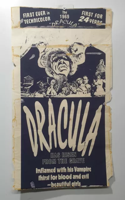 ORIGINAL DAYBILL MOVIE POSTER - DRACULA - 1969 - Horror - Vampires