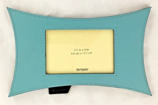 Blue Faux Leather PIER 1 IMPORTS 6X9.5 FRAME Holds 3.5X5" Photo