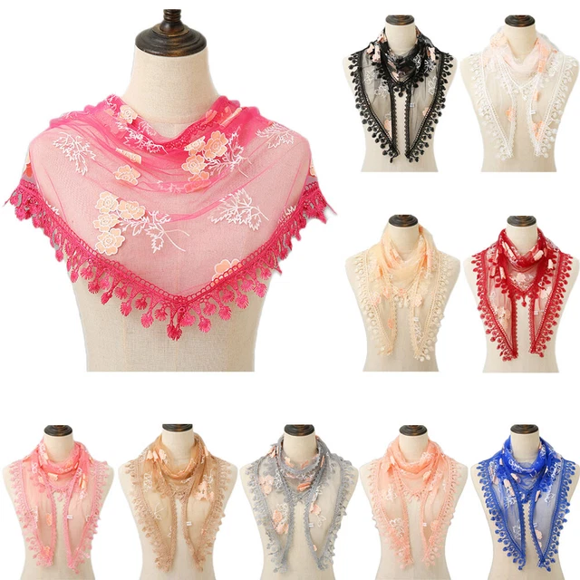 Lace Hijab Women Triangle Scarf Shawl Muslim Turban Wrap Headscarf Islamic Stole