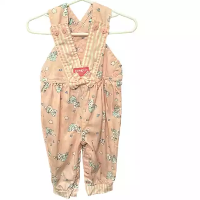 Vintage Oshkosh b’gosh pink bunny vestbak overalls rare size 6-9 months