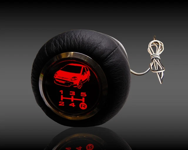 Pomello Cambio A 5 Marce Per Fiat Grande Punto (2006-2012) E Linea (2007-2015) – Nero/Rosso In Plastica E Similpelle