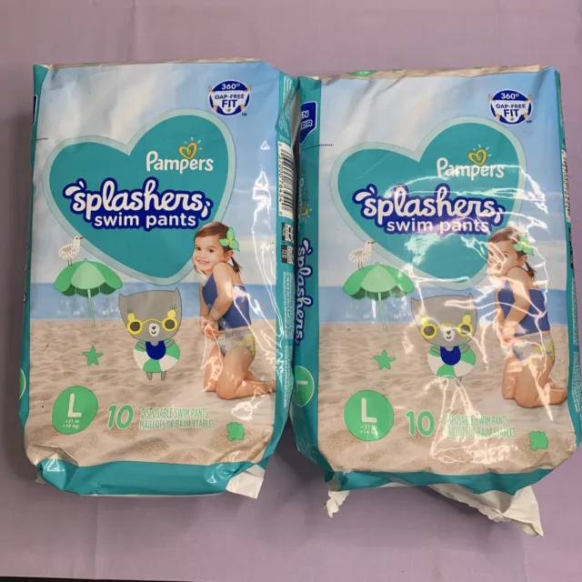 2 Pk Bundle Pampers Splashers Disposable Swim Pants Size LG (10 Per Pk)